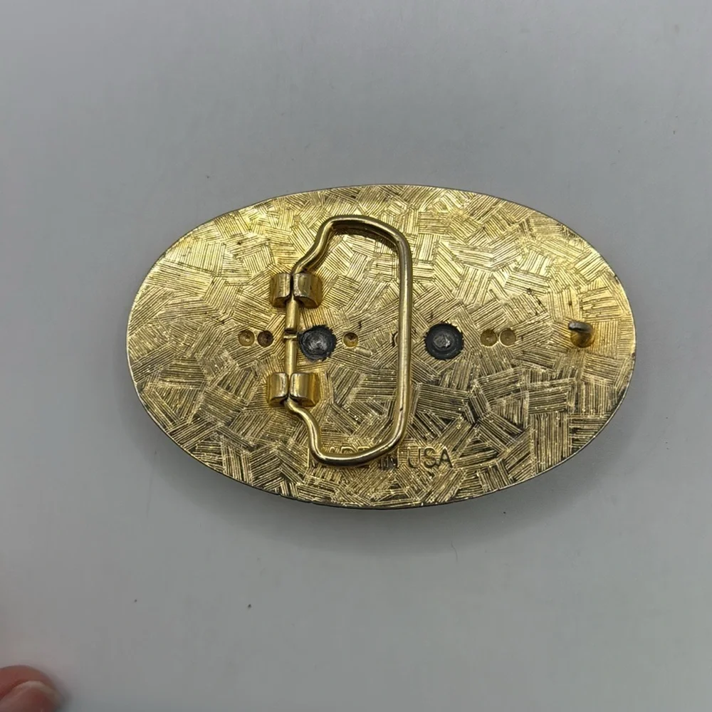 Vintage Gold Tone Black Bald Eagle Bird Belt Buckle Made In USA